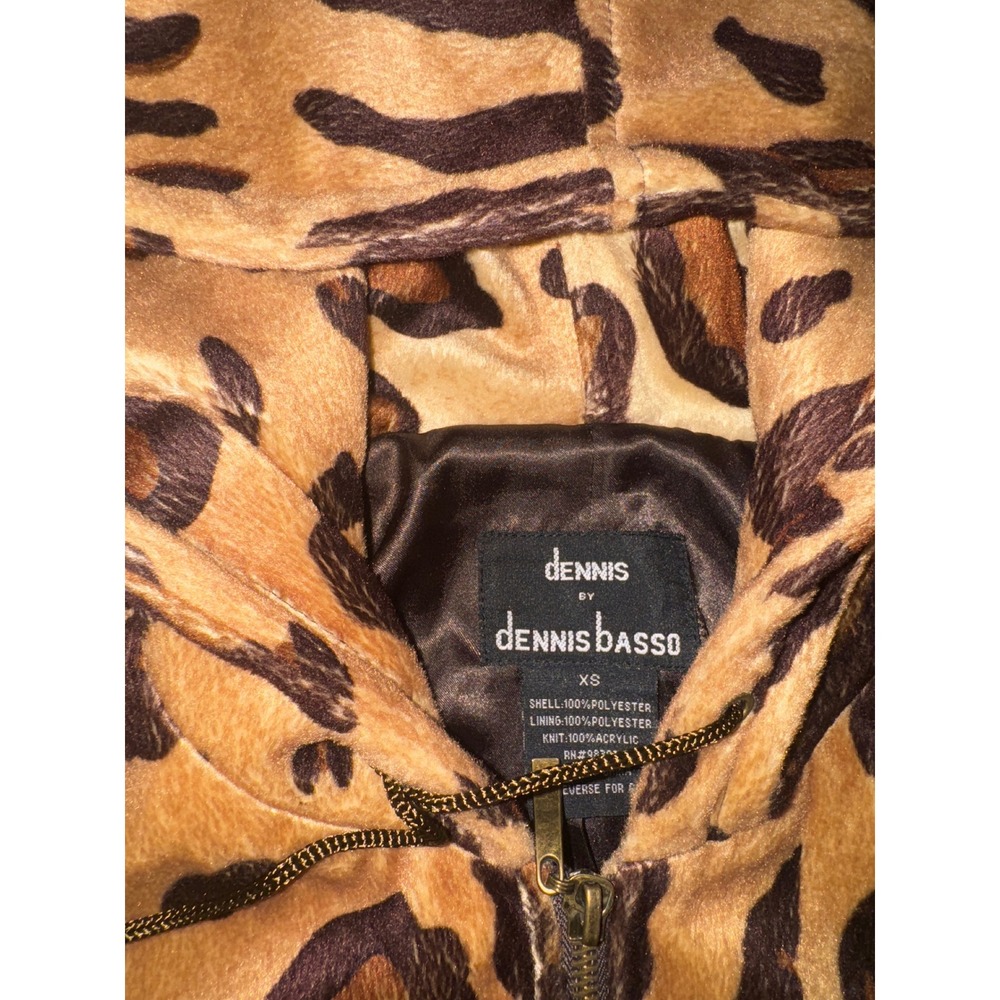 Dennis by Dennis Basso Leopard Faux Fur Zip Up Hoodie Jacket XS Animal Print - Picture 2 of 5